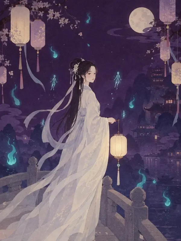 红果短剧入口《月下掌灯人》封面，东方奇幻